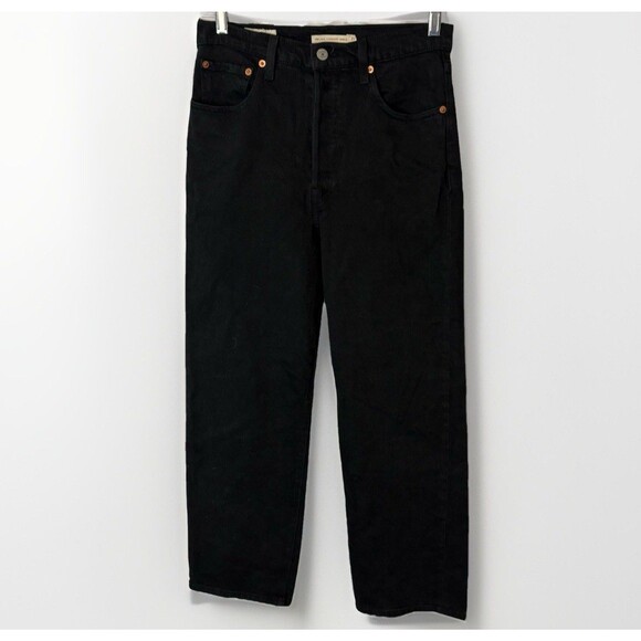 Levis Jeans Women 27 Black Ribcage Straight Ankle High Rise Stretch Classic - Picture 1 of 7